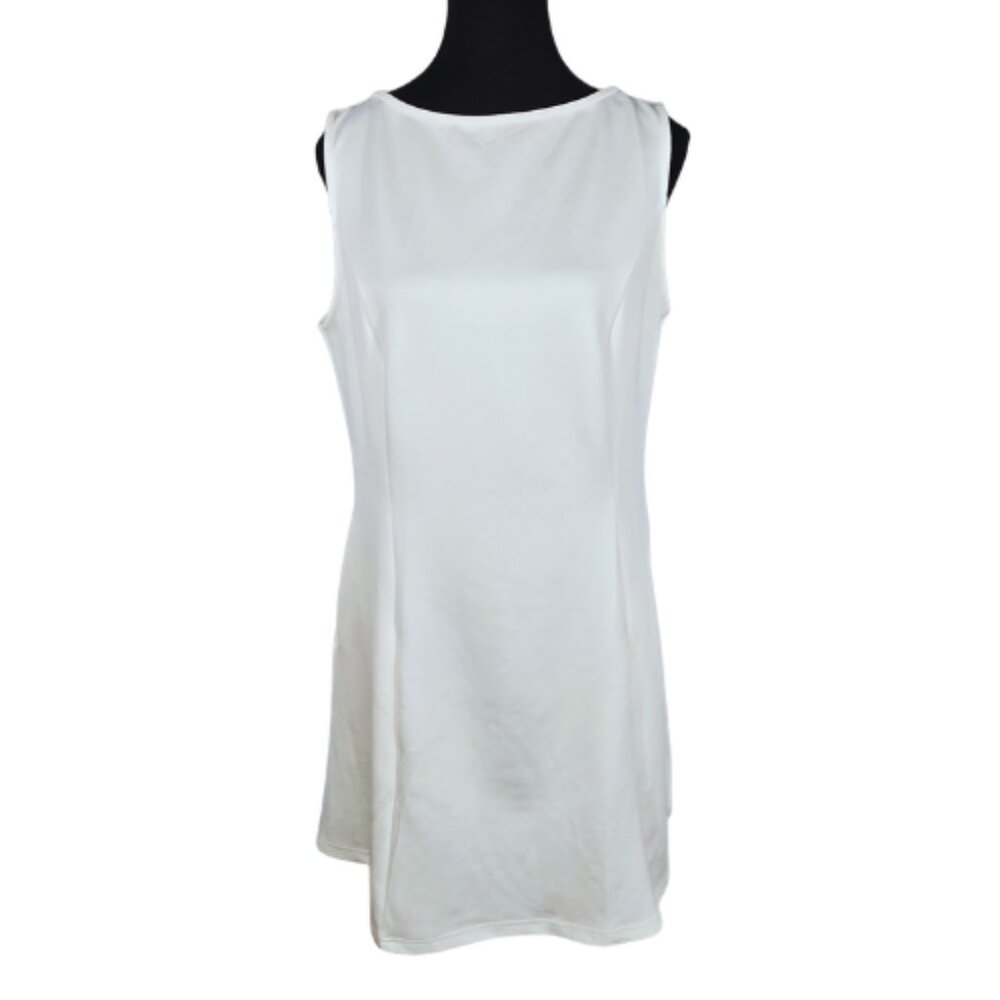 NWT | LILLUSORY White Sleeveless A-Line Dress | Side Pockets | Boat Neck | XL